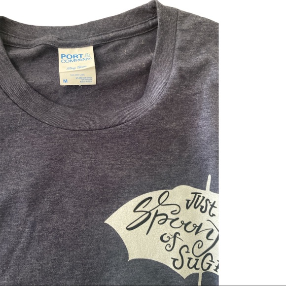 Mary Poppins “Just a spoon full of sugar” ring spun Tee. Heather Blue Size M - Picture 2 of 3